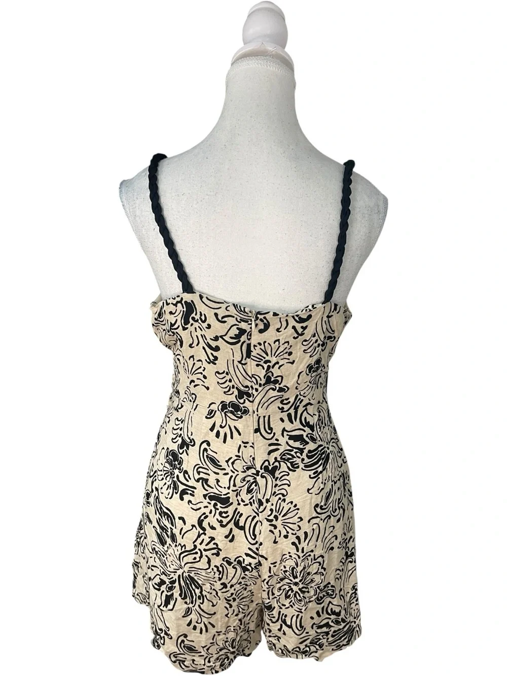 Zara Printed Rustic Playsuit Romper Ecru Black